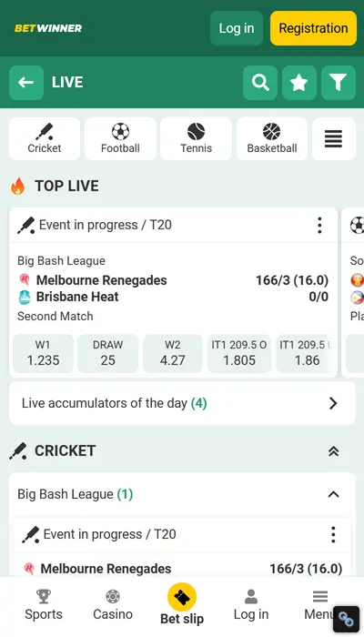 betwinner live betting