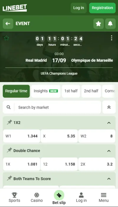 Linebet - live match