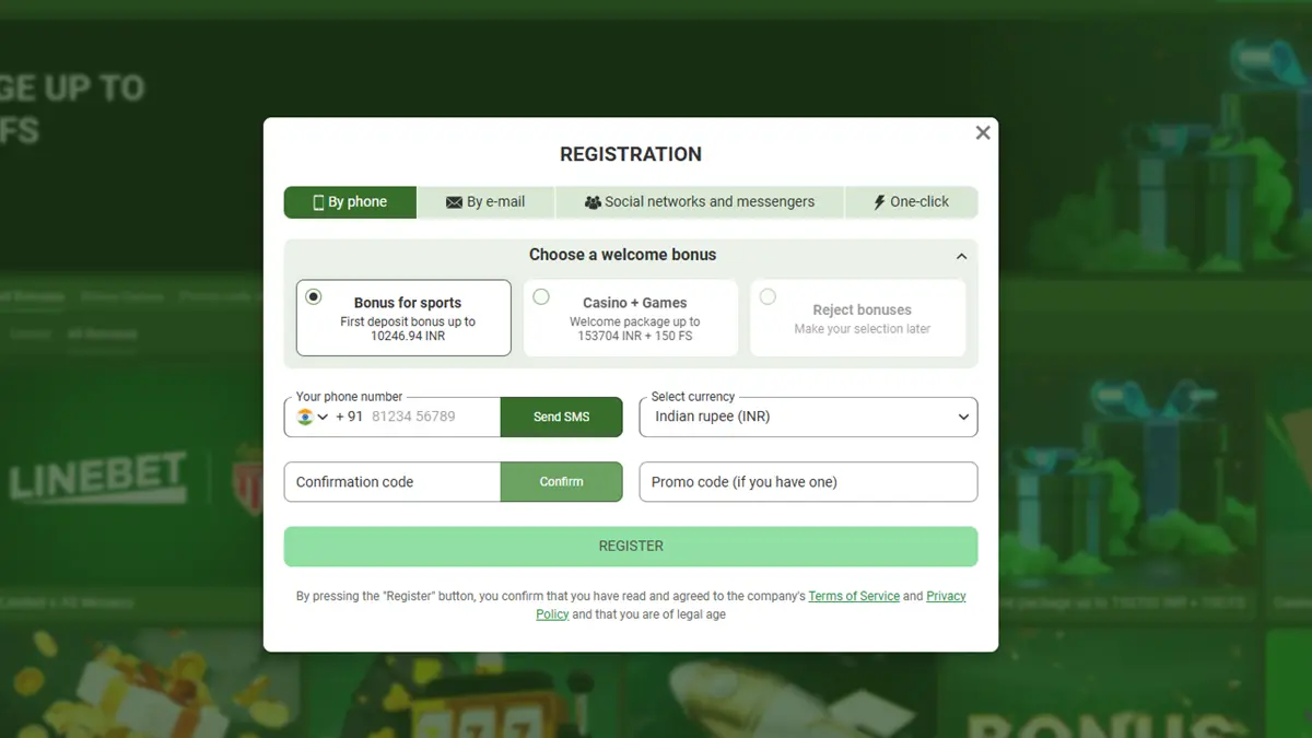 Linebet registration