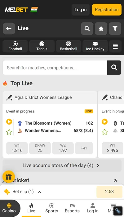 Melbet India live betting