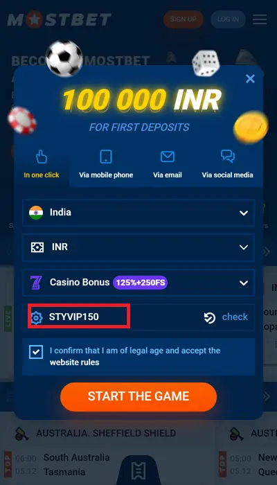 mostbet sign up