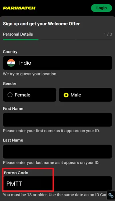 parimatch sign up
