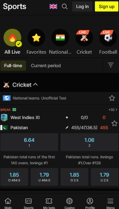Parimatch India live betting