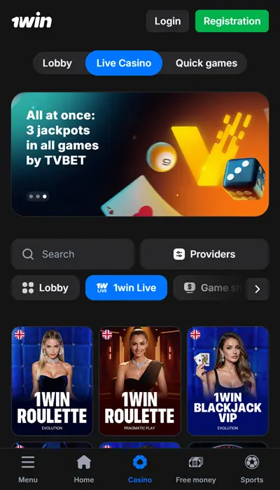 1win live casino