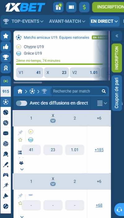 1xBet football live