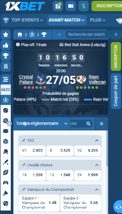 1xBet football