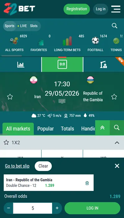22bet betslip