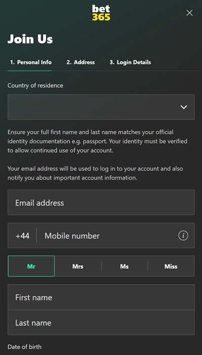 Bet365 sign up