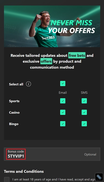 Bet365 promo code