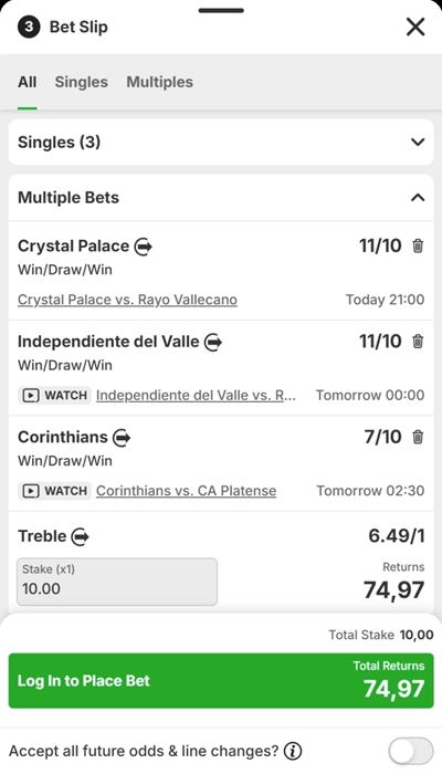 betway bet slip