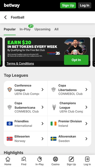 Betway football betting