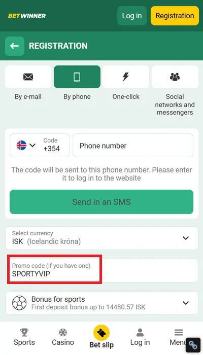 betwinner sign up