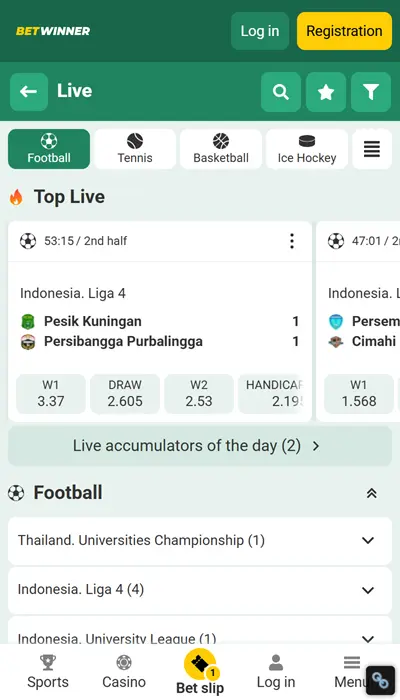 betwinner football betting
