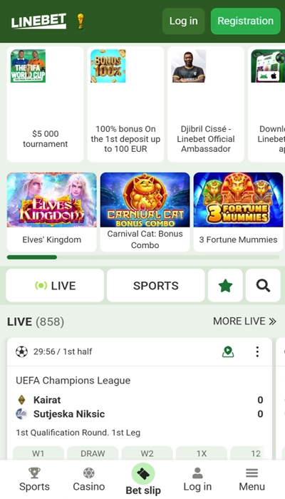 Linebet homepage