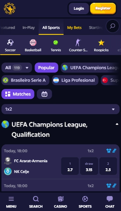 Roobet football betting