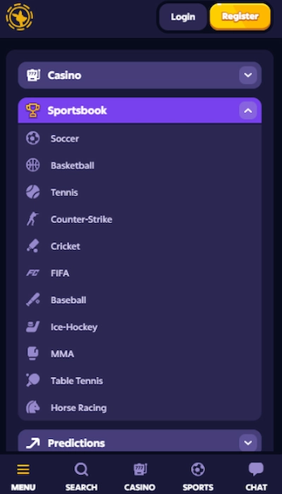 Roobet sports available