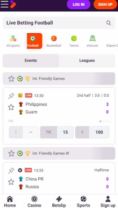Tonybet live betting