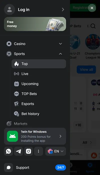1win features