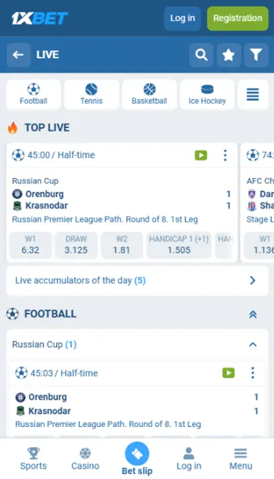 1xbet live betting