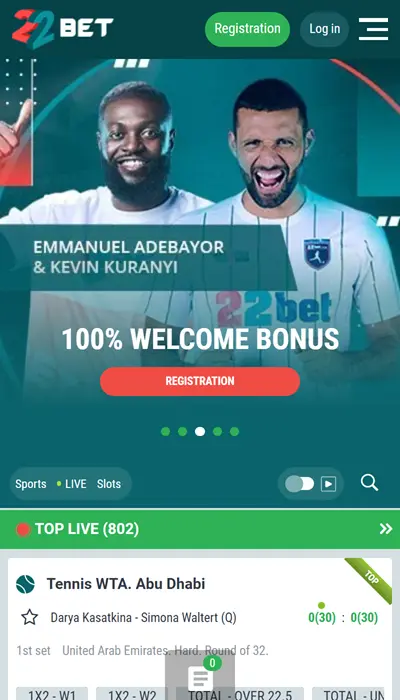 22bet homepage