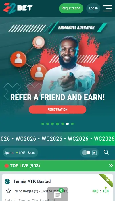 22bet homepage