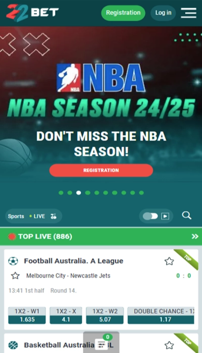 22bet homepage