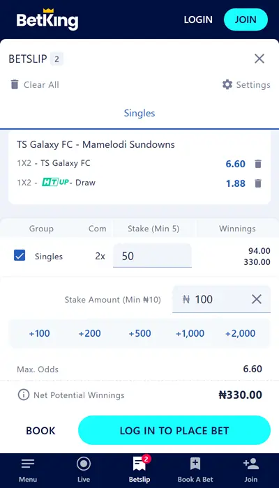 BetKing - betslip