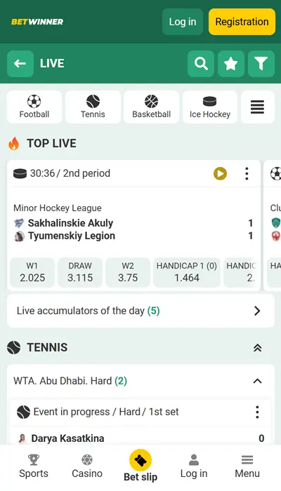 betwinner live betting