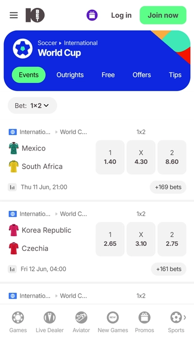 10Bet sports match