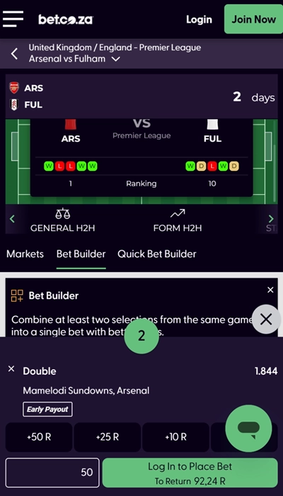 BET.co.za bet slip