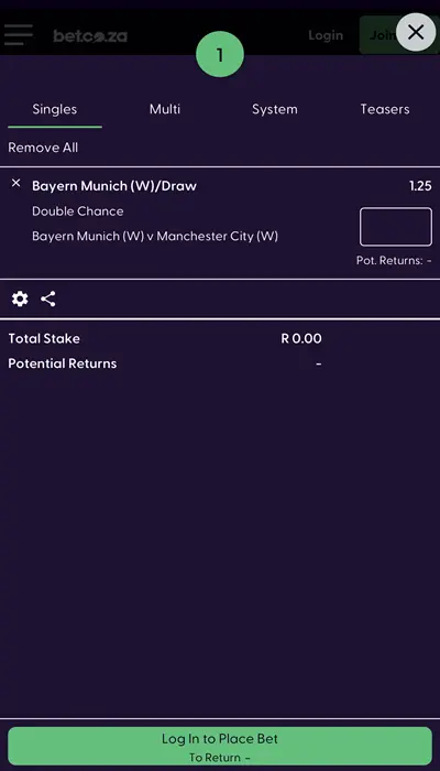 BET.co.za bet slip