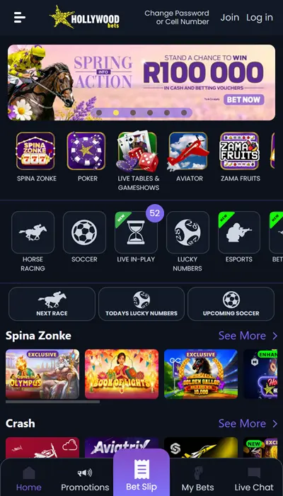 Hollywoodbets homepage