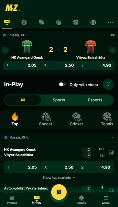 mzansibet in-play betting