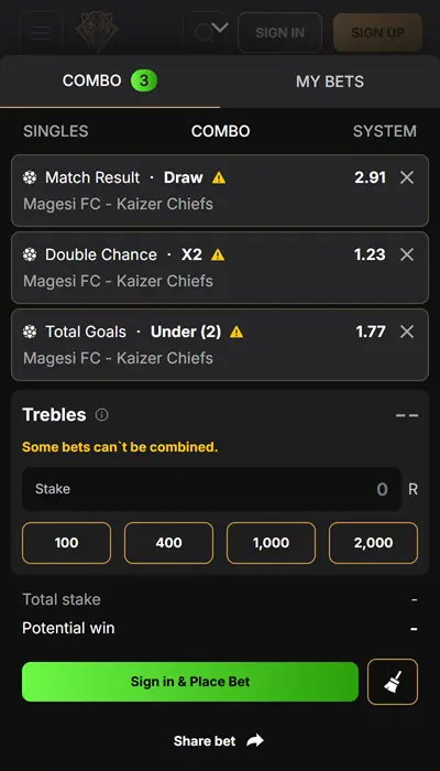 Pantherbet betslip