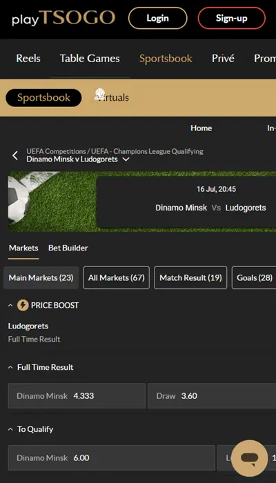 playtsogo betting on a match