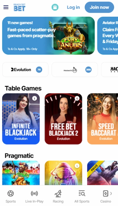 ReadySetBet homepage