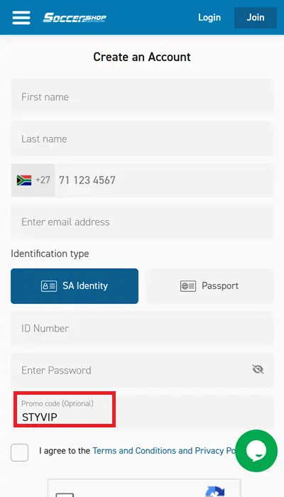 Soccershop registration