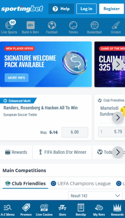 Sportingbet homepage