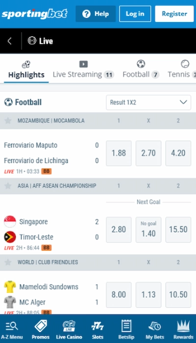 sportingbet live betting