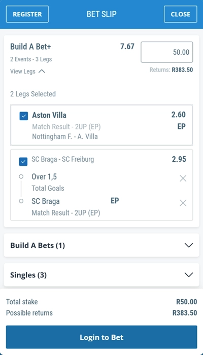 Sportingbet bet slip