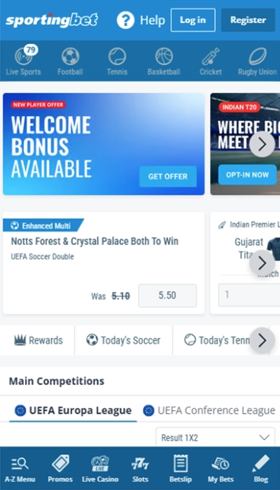 Sportingbet homepage