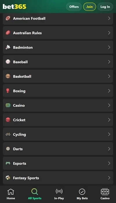 Bet365 UK sports