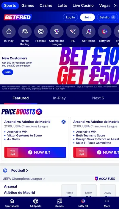 Betfred homepage