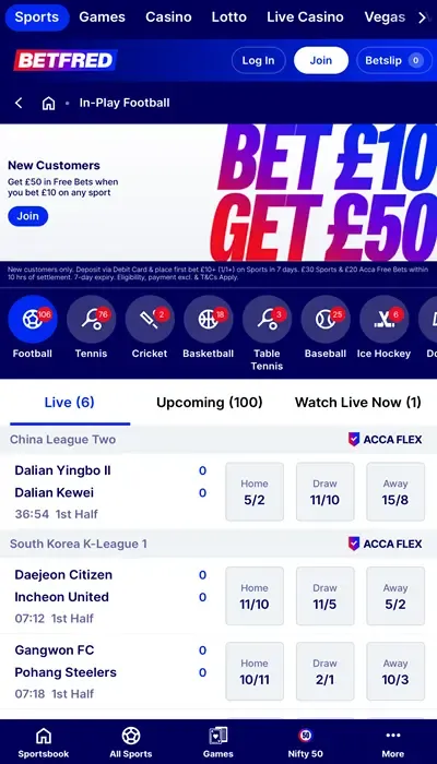 Betfred UK live betting