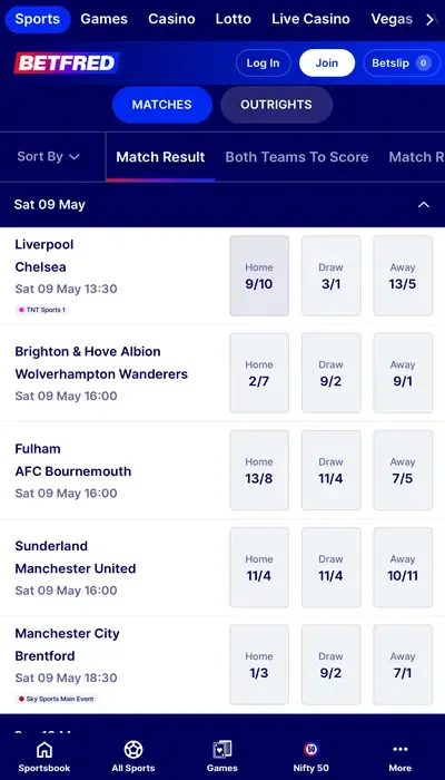 Betfred sports match