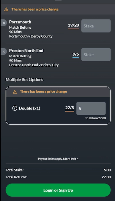 BetVictor bet slip
