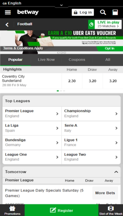 Betway sports betting