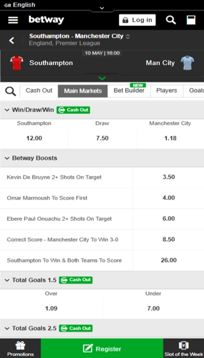 Betway live betting