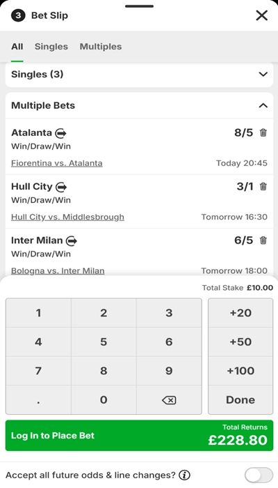 Betway bet slip