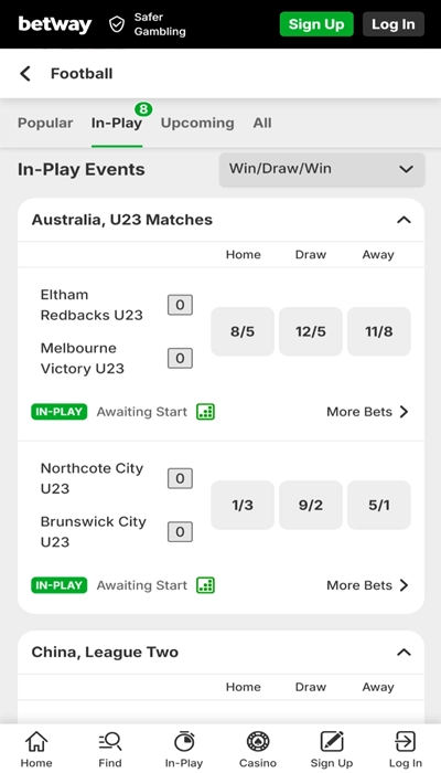 Betway UK live betting